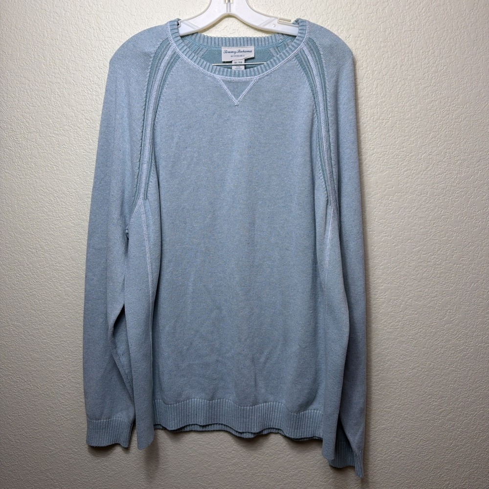 Tommy Bahama Sweater Mens XL Cashmere Cotton Sun Up Sun Down Reversible Crewneck